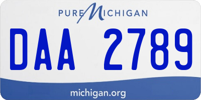 MI license plate DAA2789