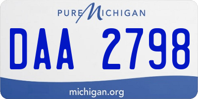 MI license plate DAA2798