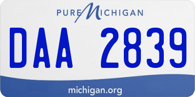 MI license plate DAA2839