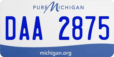 MI license plate DAA2875