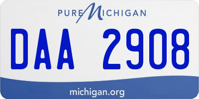 MI license plate DAA2908