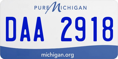 MI license plate DAA2918