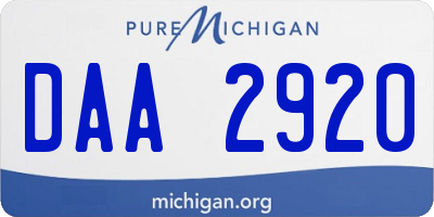 MI license plate DAA2920