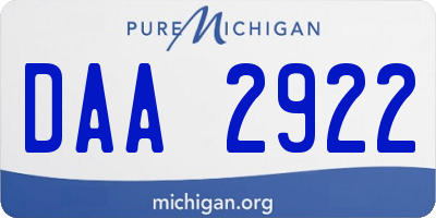 MI license plate DAA2922