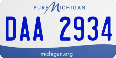 MI license plate DAA2934