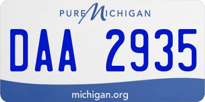 MI license plate DAA2935