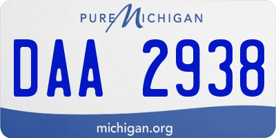 MI license plate DAA2938