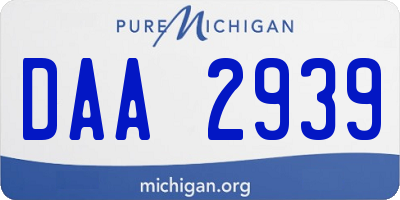 MI license plate DAA2939