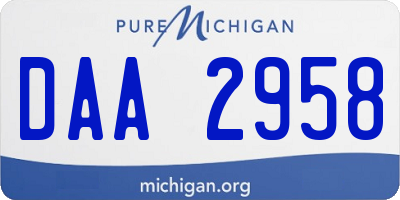 MI license plate DAA2958