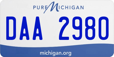 MI license plate DAA2980