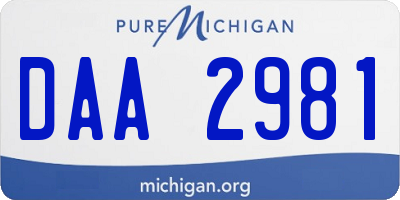 MI license plate DAA2981