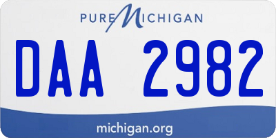 MI license plate DAA2982