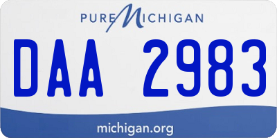 MI license plate DAA2983