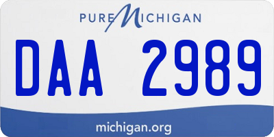 MI license plate DAA2989