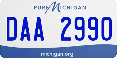 MI license plate DAA2990