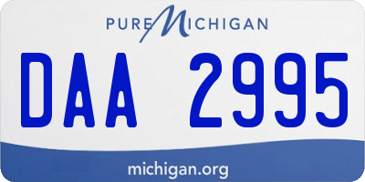 MI license plate DAA2995