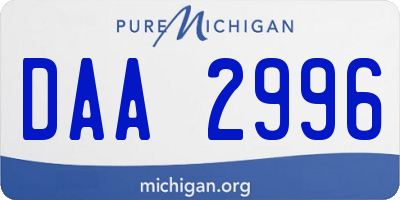 MI license plate DAA2996