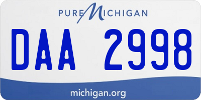 MI license plate DAA2998