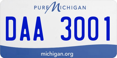 MI license plate DAA3001