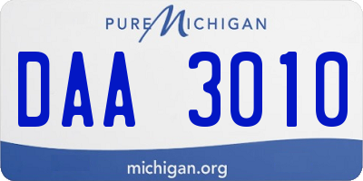 MI license plate DAA3010