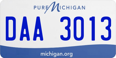 MI license plate DAA3013