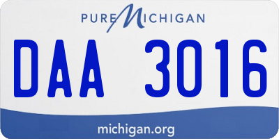 MI license plate DAA3016