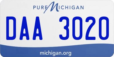 MI license plate DAA3020