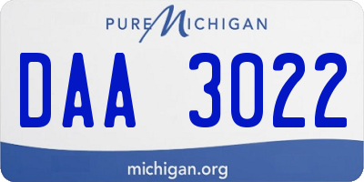 MI license plate DAA3022