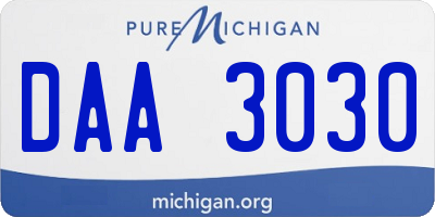 MI license plate DAA3030