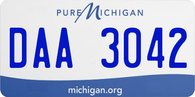 MI license plate DAA3042