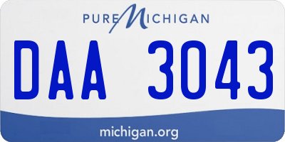 MI license plate DAA3043