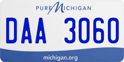 MI license plate DAA3060