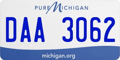 MI license plate DAA3062