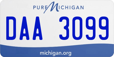 MI license plate DAA3099