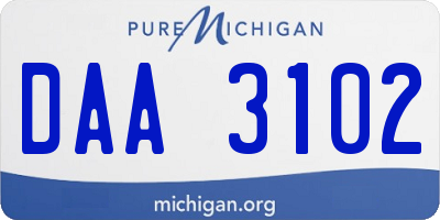 MI license plate DAA3102