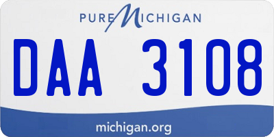 MI license plate DAA3108