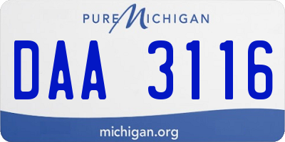 MI license plate DAA3116