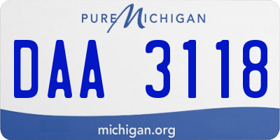 MI license plate DAA3118