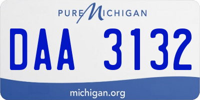 MI license plate DAA3132