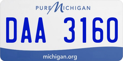 MI license plate DAA3160