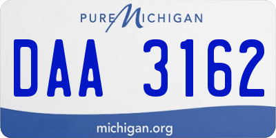 MI license plate DAA3162