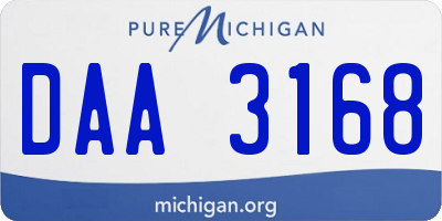 MI license plate DAA3168