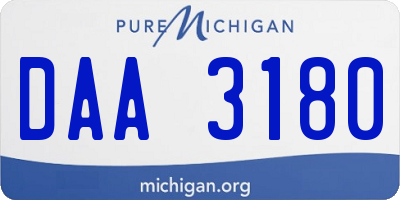 MI license plate DAA3180