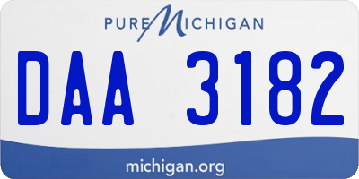 MI license plate DAA3182