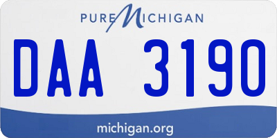 MI license plate DAA3190