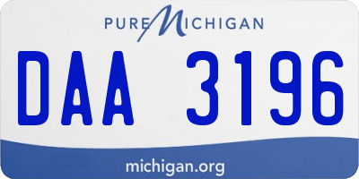 MI license plate DAA3196