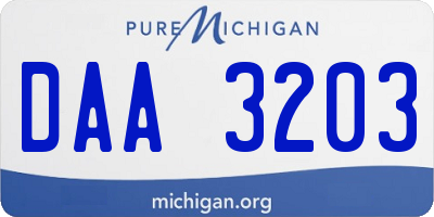 MI license plate DAA3203