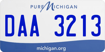 MI license plate DAA3213