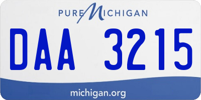 MI license plate DAA3215