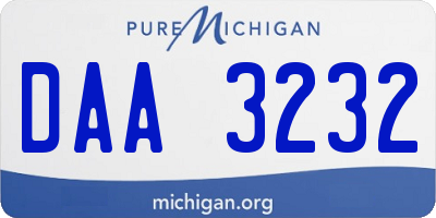 MI license plate DAA3232